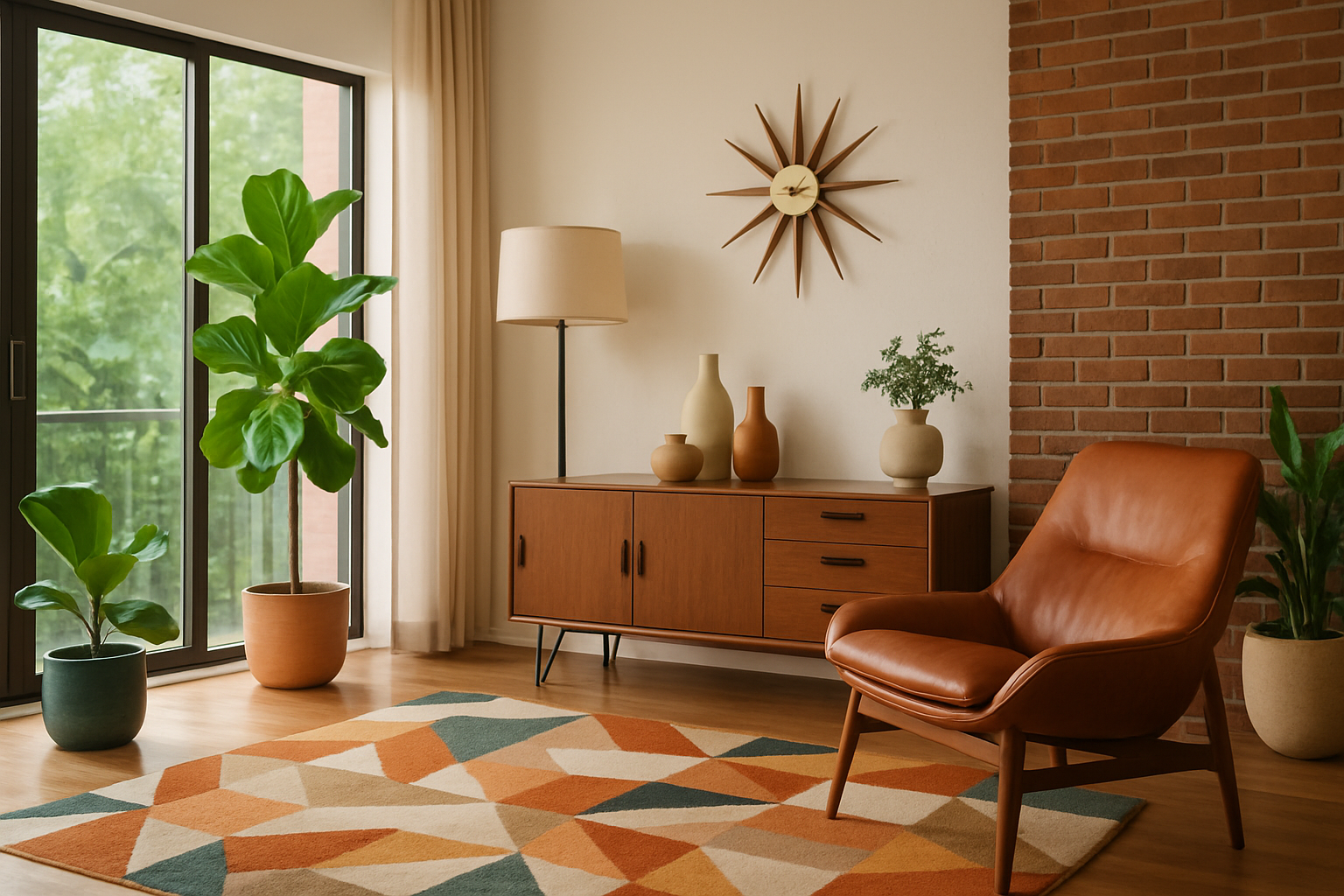 Showcase a mid century modern home decor set up